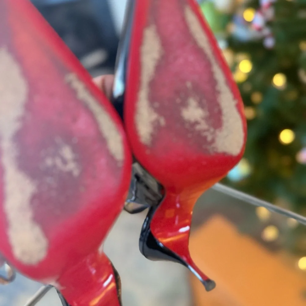 Christian Louboutin Black Patent Slingback Heels - Picture 4 of 9